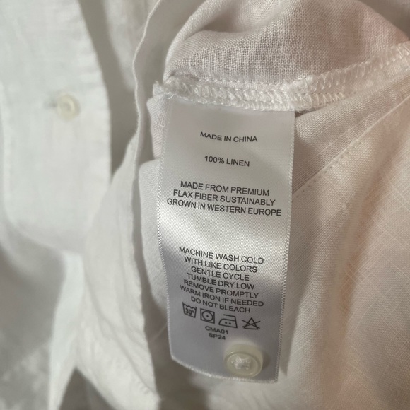 Quince 100% linen size large camp collar short sleeve button up - Picture 5 of 6